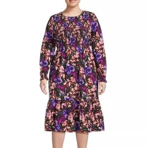 Terra & Sky Maxi Dress Plus Size 3X Floral Tiered Peasant Bohemian